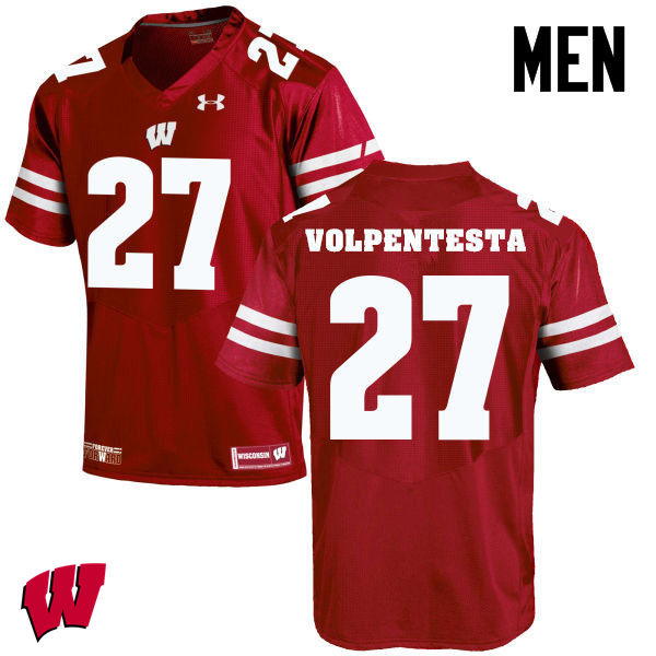 Men Winsconsin Badgers #27 Cristian Volpentesta College Football Jerseys-Red